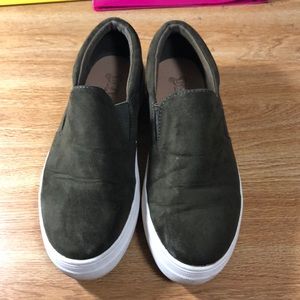 Slip on army green sneakers